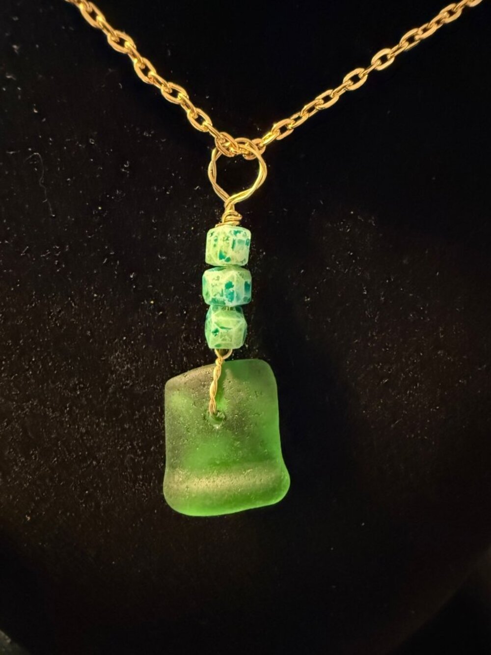 Caribbean Green – Puerto Rico Sea Glass & Beaded Necklace